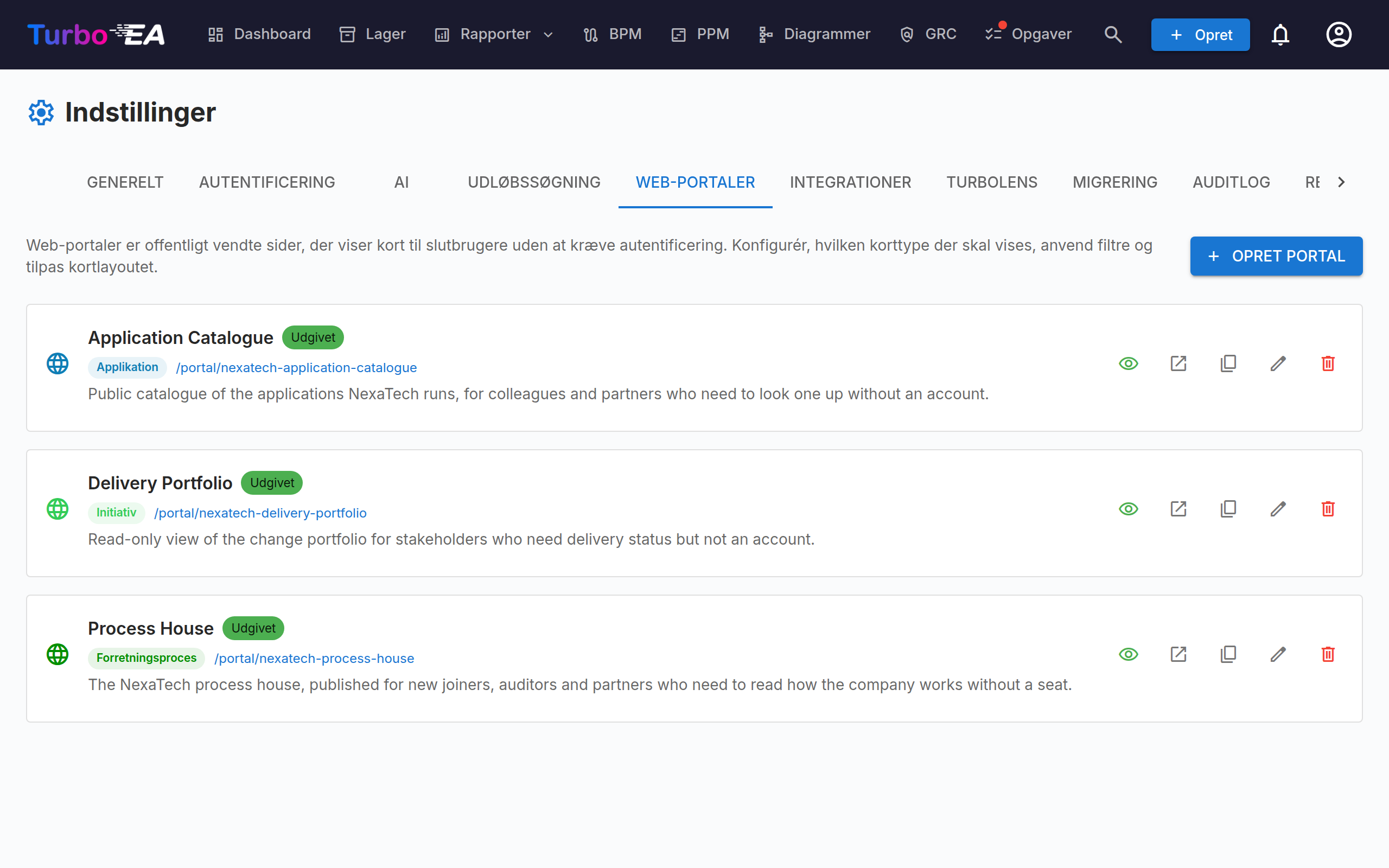 Webportal-administration