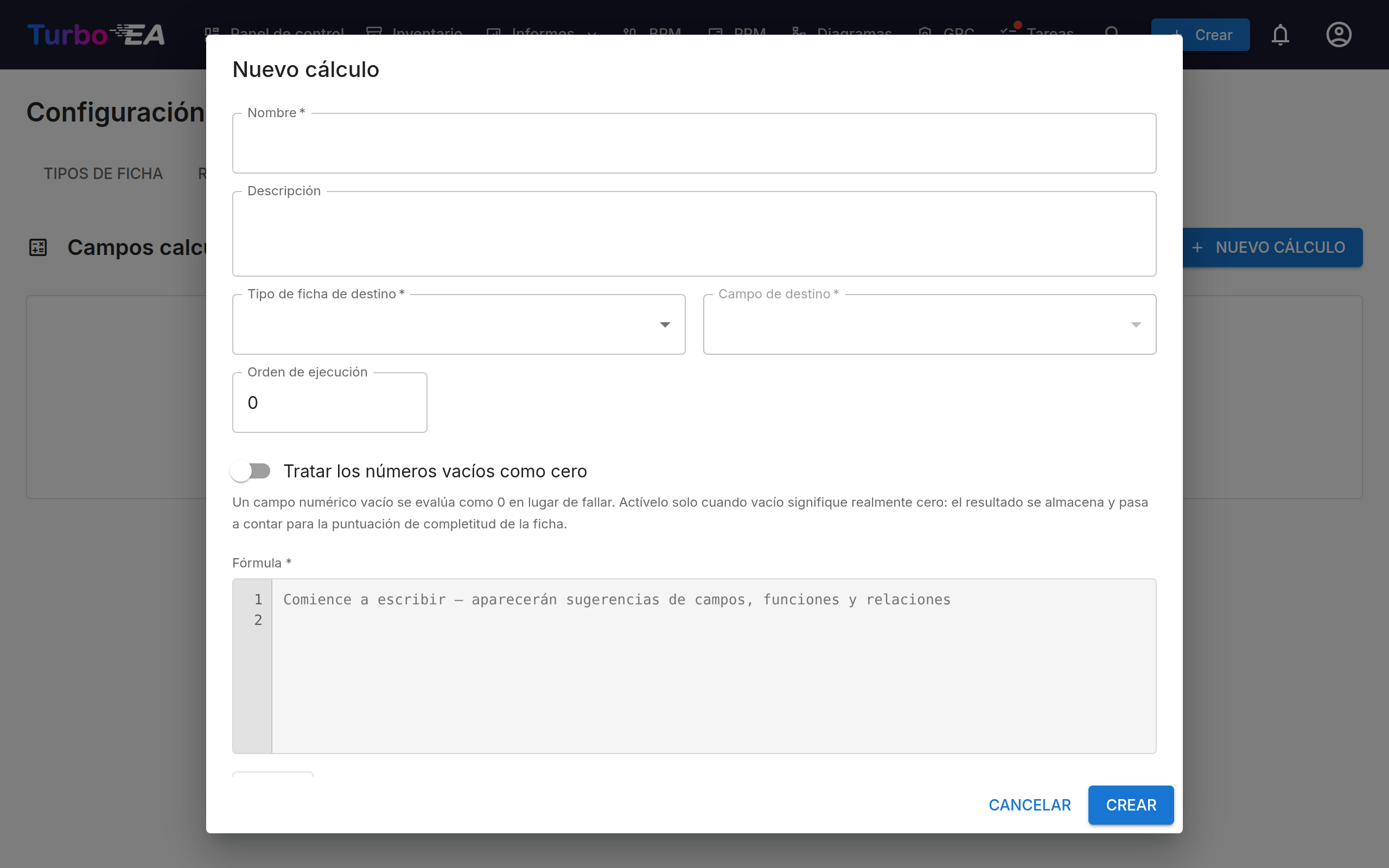 El editor de cálculos