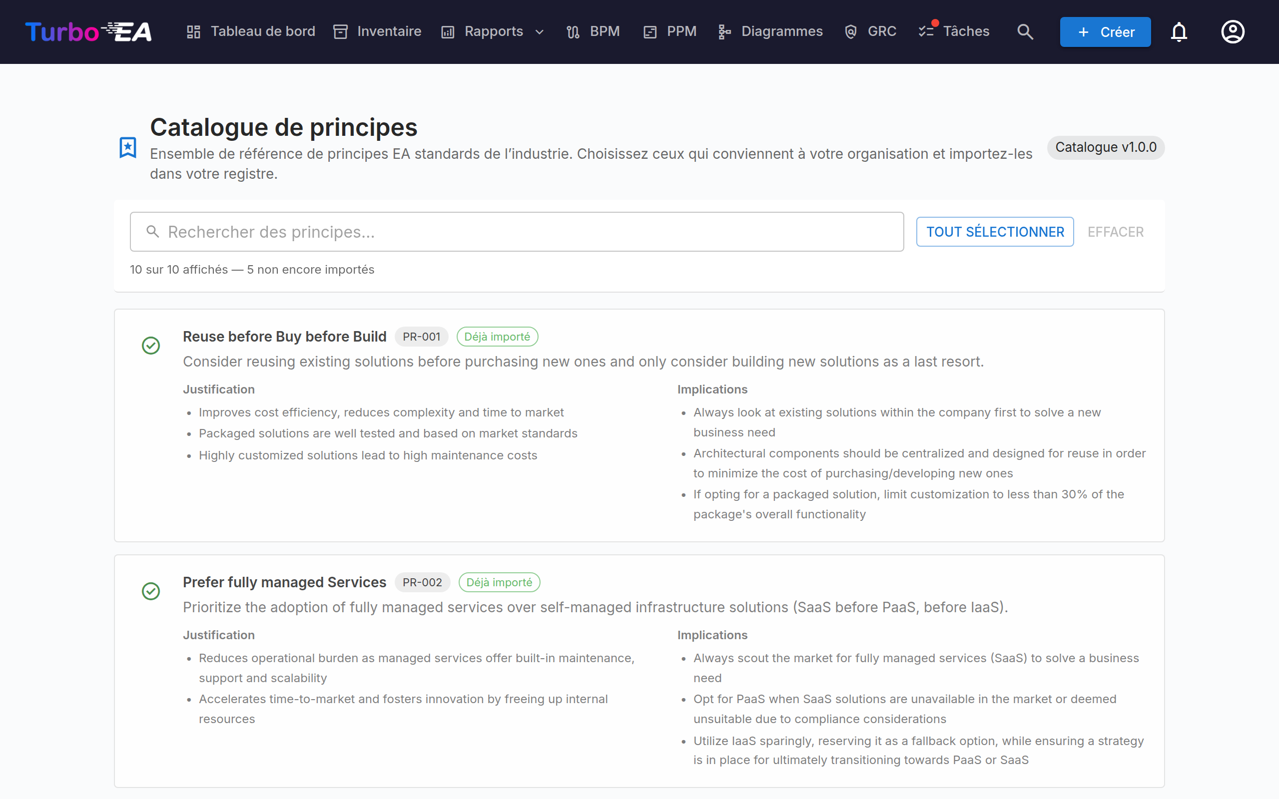 Catalogue de principes