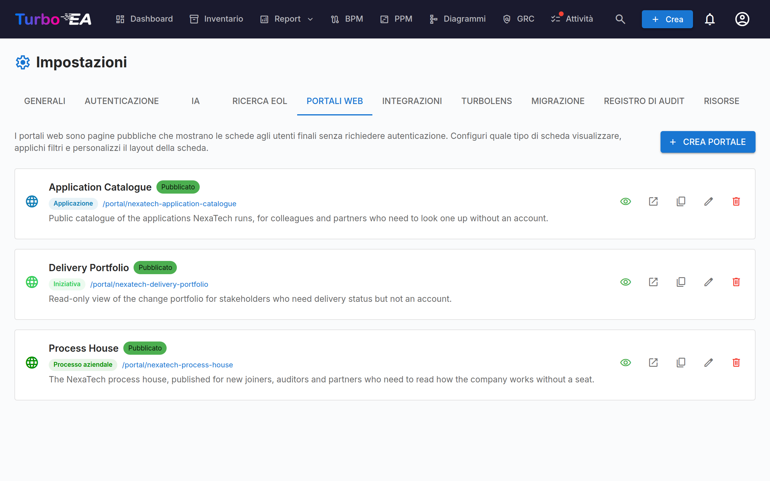 Gestione portali web